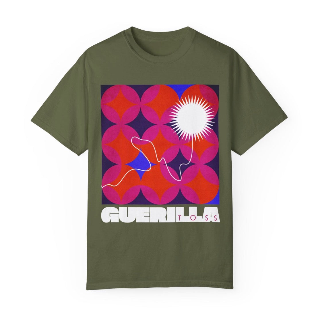 Pink Guerilla Toss Unisex Garment-Dyed T-shirt